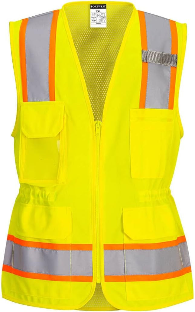 US392 Women'S Hi Vis Safety Work Vest with Reflective Tape Yellow, Xx-Large