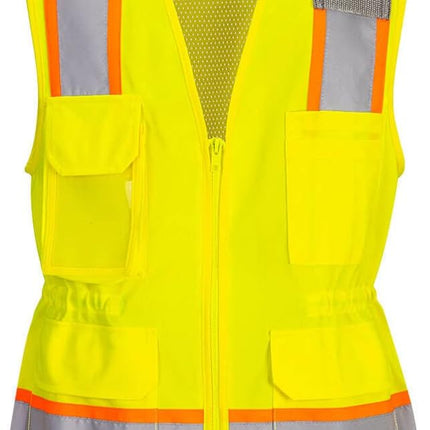 US392 Women'S Hi Vis Safety Work Vest with Reflective Tape Yellow, Large