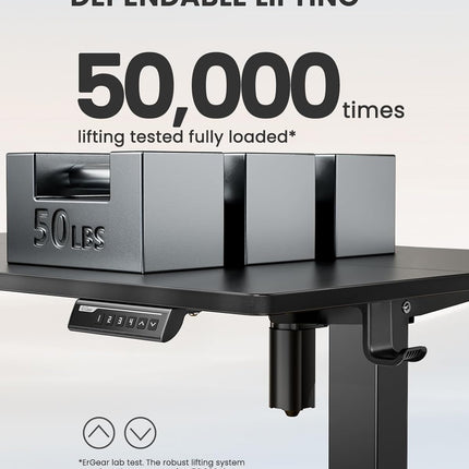 Height Adjustable Electric Standing Desk, 47.2 X 23.6 Inches Sit Stand up Desk, Memory Computer Home Office Desk with Two-Piece Desktop (Black)