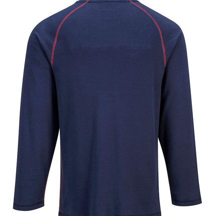 FR01 Mens Flame Resistant Bizflame Long Sleeved Crew Neck T Shirt ASTM, Navy, XXL