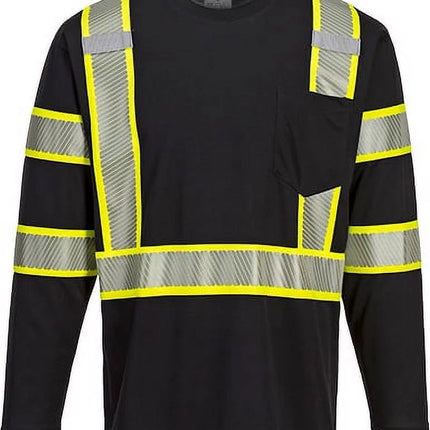 S346 Iona plus Long Sleeve Reflective T-Shirt Black, X-Large-KarWorkwear