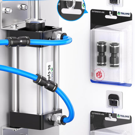 Black Straight 1/2 Inch Tube OD Push to Connect Tube Fittings Push Lock PU-1/2 (Pack of 2)