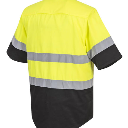E067 Two Tone Short Sleeve ANSI Work Shirt Yellow/Black, Medium