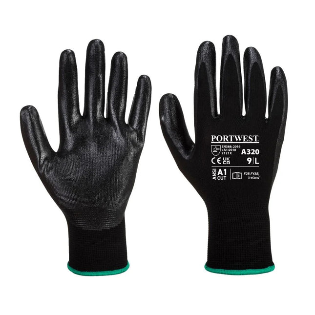 A320 Nitrile Foam Work Gloves Dexti-Grip Gloves Black, Large-KarWorkwear