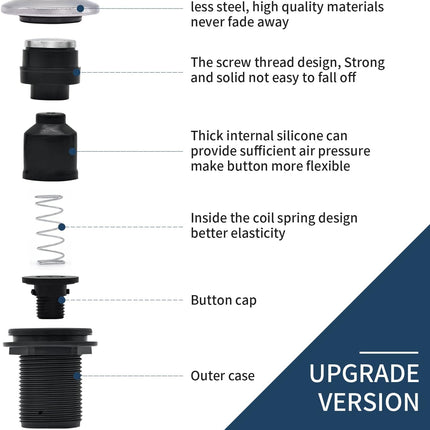 Garbage Disposal Air Switch Kit Sink Top Waste Disposal Long Stainless Steel Brushed Nickel On/Off Air Button Food and Waste Disposals Part by