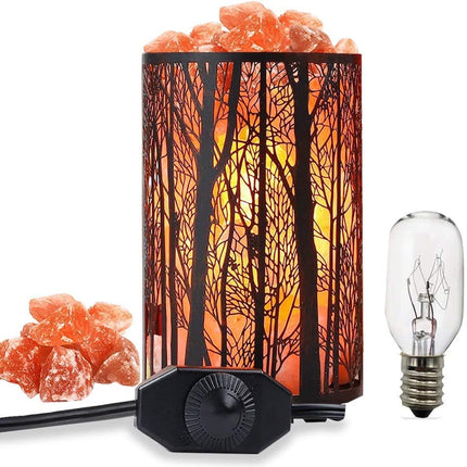 Salt Lamps, Natural Himalayan Salt Lamp, Forest Salt Lamp with Dimmer Switch, Salt Crystal Night Lights, Retro Metal Basket Decor Desk Lamp with Extra 25W Lamp Bulbs (Retro Red)