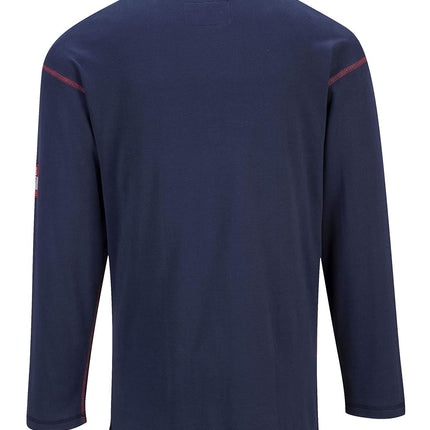 FR02 Bizflame Flame Resistant Henley Long Sleeve Sweatshirt Navy, Xx-Large