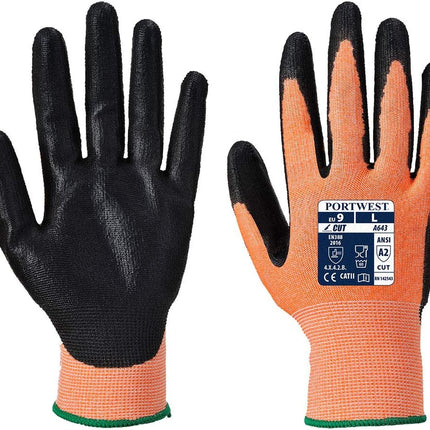 Amber Cut Glove - Nitrile Safety Work Wear Protective Gloves Coated ANSI 105, Large