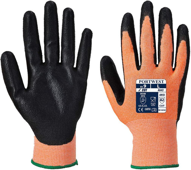 Amber Cut Glove - Nitrile Safety Work Wear Protective Gloves Coated ANSI 105, Large