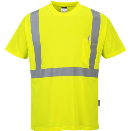 S190 High Visibility Comfort Pocket T-Shirt Yellow Tall, Large