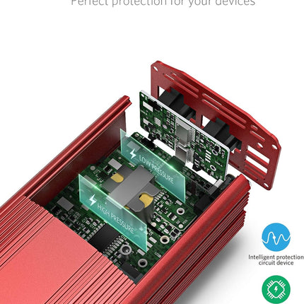 500W Power Inverter DC 12V to 110V AC Converter with Alligator Battery Clamp 4.8A Dual USB Car Charger ETL Listed