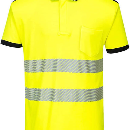 PW3 Hi-Vis Polo Shirt S/S - T180, Yellow/Black, XL