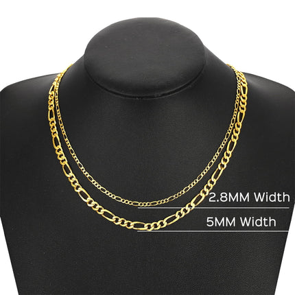 14K Gold Plated Italian 5MM Cut Figaro Necklace for Women Men, 925 Silver, Classic Style, Daily Wear, Valentine'S Day Birthday Party Gift (With Gift Box)