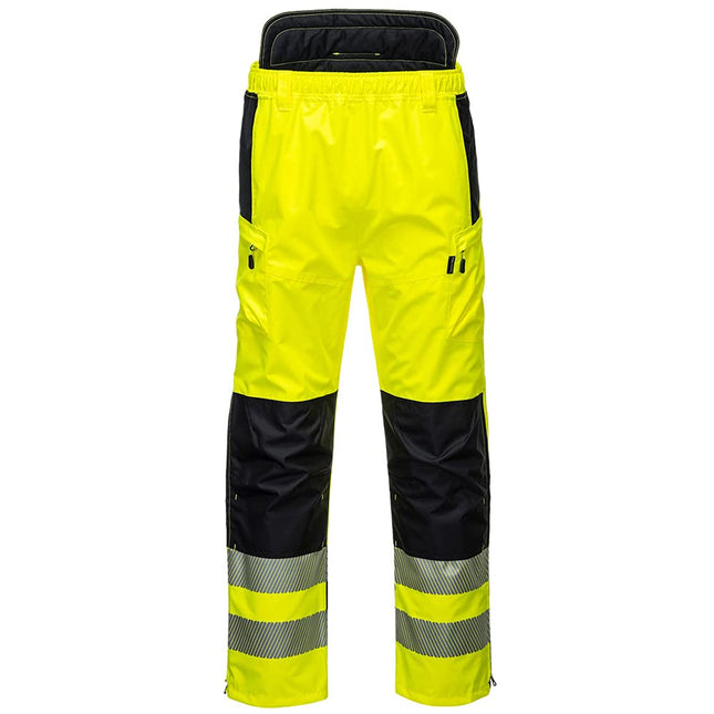 PW342 Men'S PW3 Hi Vis Waterproof Safety Rain Pants, Lightweight and Flexible Workwear Yellow/Black, X-Large