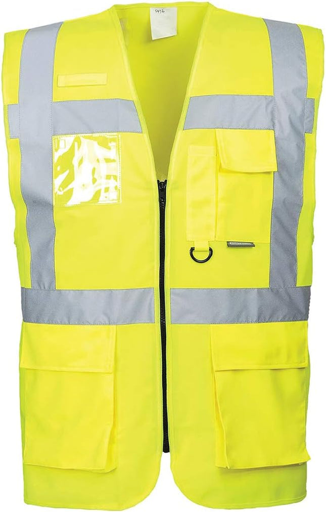 Berlin Executive Hi-Vis Vest Visibility Reflective Safety Security Work Top ANSI 2, Yellow, Medium