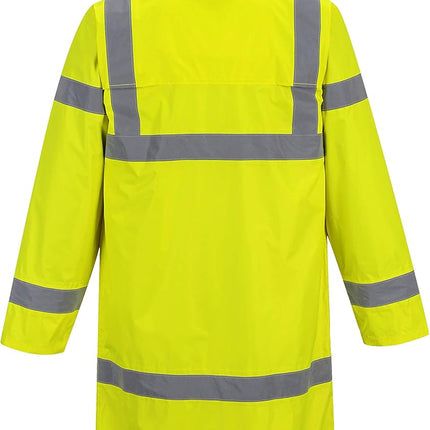 UH445 Men'S Classic Raincoat Waterproof Hi Vis Reflective Long Rain Jacket ANSI Class 3 Yellow
