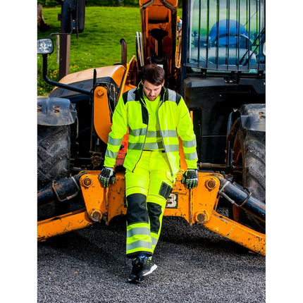 PW3 Hi-Vis Softshell Jacket Work Safety Protective Reflective Waterproof Coat ANSI 3, Small