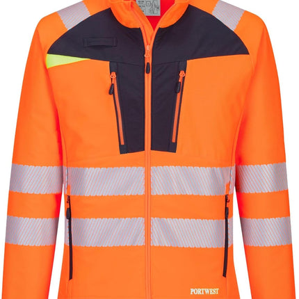 DX481 Men'S Hi Vis Lightweight Work Jacket Mid Layer Stretch Reflective Full Zip Safety Utility Workwear