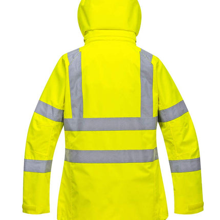 LW70 Women'S Hi Vis Waterproof Rain Jacket - Reflective Safety Workwear Jacket with Pockets and Hood Yellow, Medium