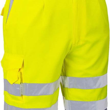 Hi-Vis P/C Shorts Cargo Visibility Reflective Summer Cool Work Wear Pants ANSI E