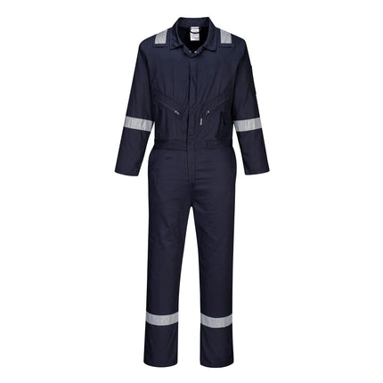 C814 Iona Cotton Heavy Duty Work Overalls with Reflective Safety Tape, Red, Small