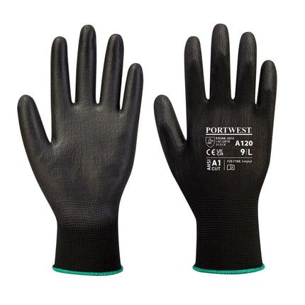 A120 Work Gloves PU Palm Dipped Abrasion and Tear Resistant Black, 3X-Large-KarWorkwear