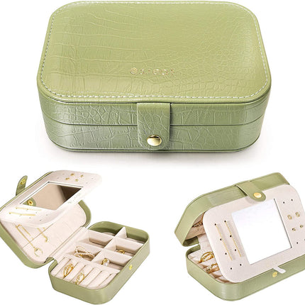Travel Jewelry Box - Portable Case for Women (18 Crocodile Avocade Big)