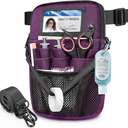 Nurse Fanny Pack with Tape Holder,  Multi Compartment Medical Gear Pocket Belt Bag Nursing Organizer Pouch | Utility Waist Pack for Stethoscopes, Bandage Scissors Other Medical Supplies, Purple
