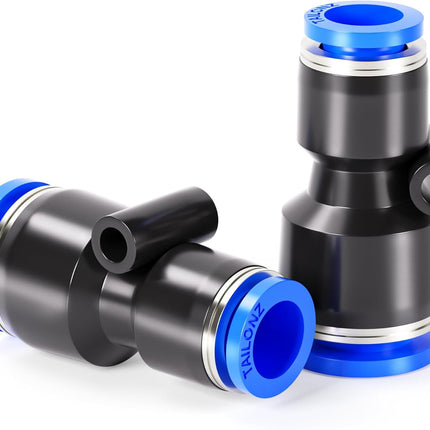 Black Straight 1/2 Inch Tube OD Push to Connect Tube Fittings Push Lock PU-1/2 (Pack of 2)