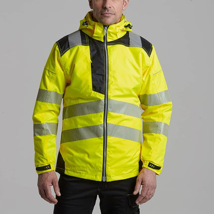 PW3 Hi-Vis Winter Jacket Work Safety Protective Reflective Waterproof Coat ANSI 3, Medium