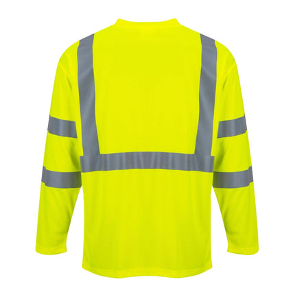S191 Hi-Vis Long Sleeve Pocket T-Shirt Yellow Tall, 5X-Large
