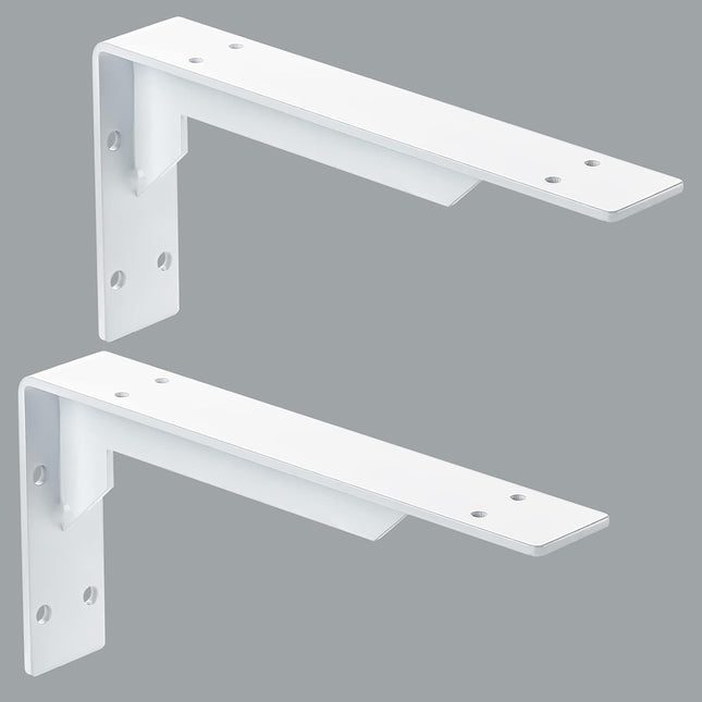 Countertop Support Brackets Heavy Duty, 8" X 6" Max Load 365 Lb 5 Mm Thick Iron Industrial Shelf Brackets, White Metal Farmhouse Wall Mounted Floating L Support for Hanging DIY Open Shelving