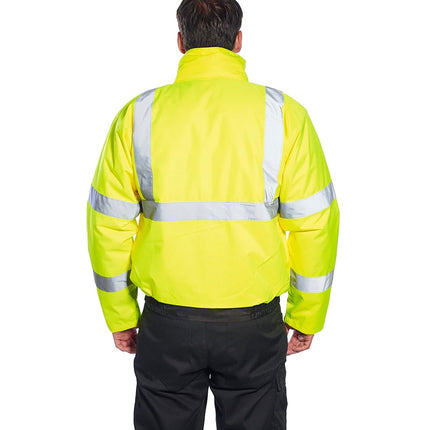 US363 Men'S Waterproof Hi Vis Reflective Two-Tone Bomber Jacket Yellow/Black Tall, Large