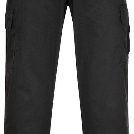 C701 Workwear Cargo Pants in Protective Polycotton with 6 Pockets, Black, 34T