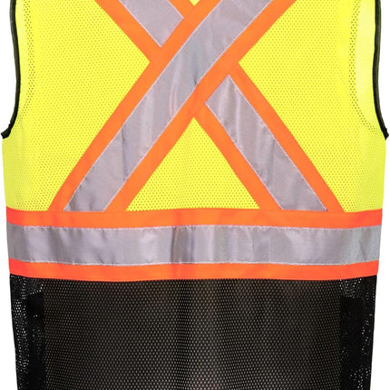 US395 Frisco Hi Vis X Back Contrast Executive Vest Black Mesh Safety Waistcoat Reflective High Visibility
