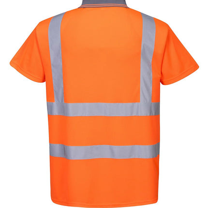 RT22 Men'S Hi Vis Polo Shirt - High Visibility Reflective Safety Short Sleeve Work Shirt Class 2 Orange Tall, X-Large