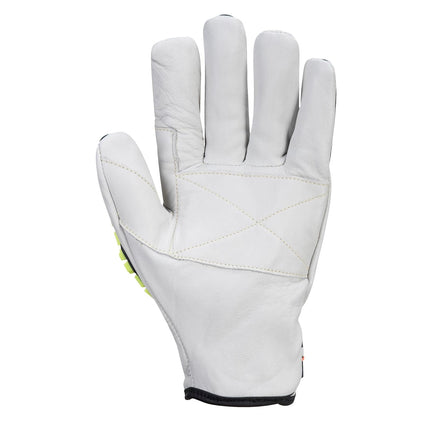 A745 anti Impact Safety Work Gloves - Premium Leather Cut Resistant and Impact Reducing Protective Work Gloves Grey, Medium