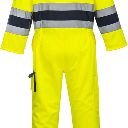 TX55 Nantes Hi Vis Coveralls - Reflective Safety Coveralls with Pockets ANSI Class 3 Yellow/Navy, Large